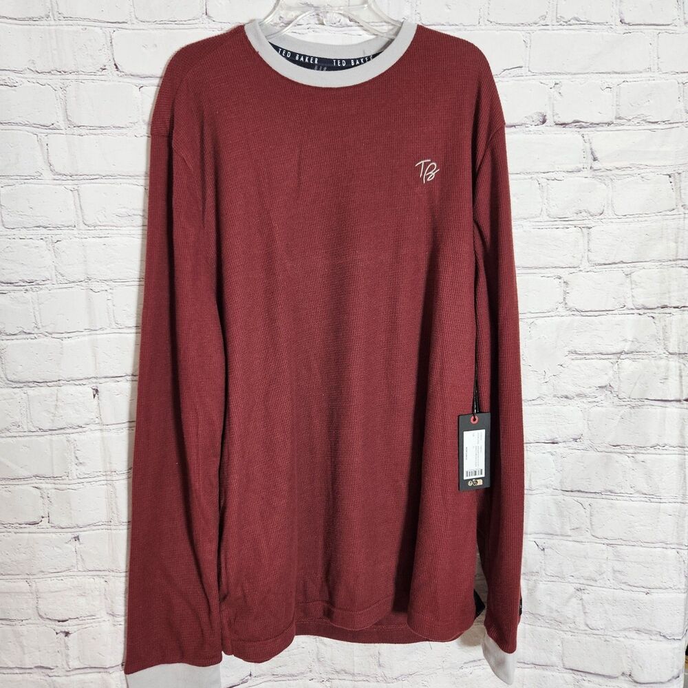 NWT Ted Baker London Men’s Size XL Loungewear Red Burgundy Micro Waffle Knit Top